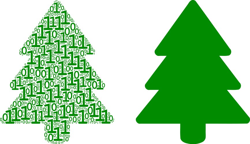 Fir-tree mosaic of binary digits vector image