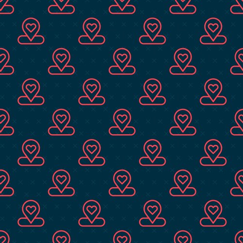 Red line map pointer with heart icon isolated vector image