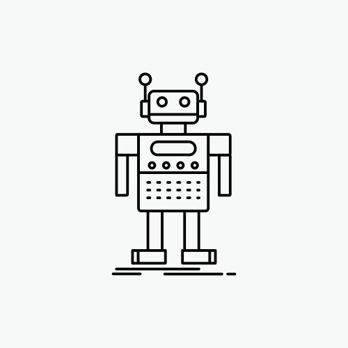 Robot android artificial bot technology line icon vector image