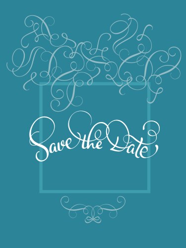 Save the date text in frame on blue background vector image