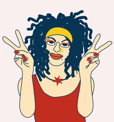 Young girl showing victory signyoung creative Vector Image