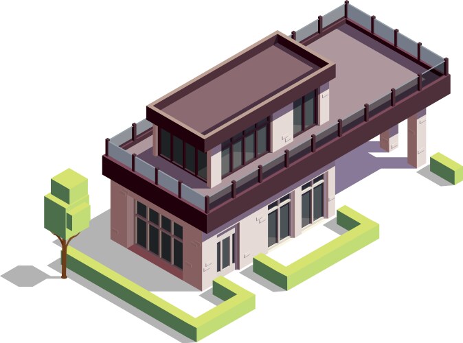 isometric suburban house vector