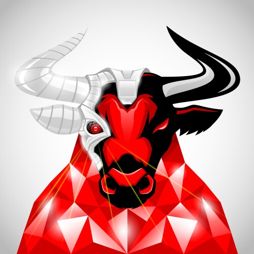 Red futuristic bull vector image