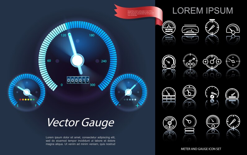 Colorful car dashboard interface and indicators Vector Image