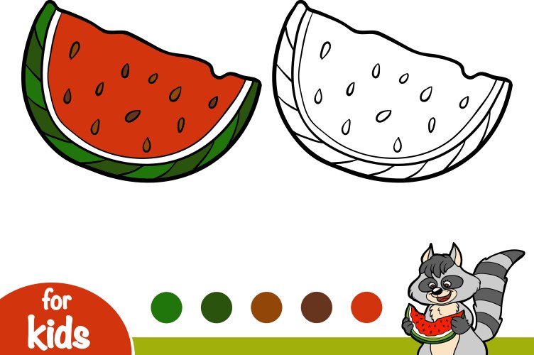 Watermelon slice coloring page outline Royalty Free Vector