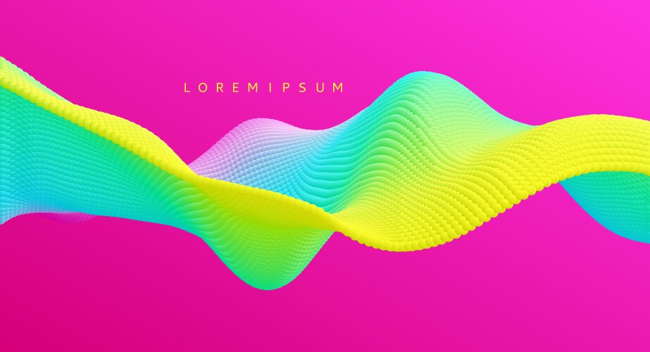 3d wavy background array dynamic emitted particles vector image