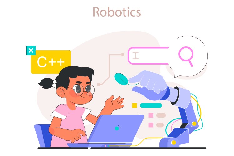 Child do programming ai technologies and robotics vektorbild
