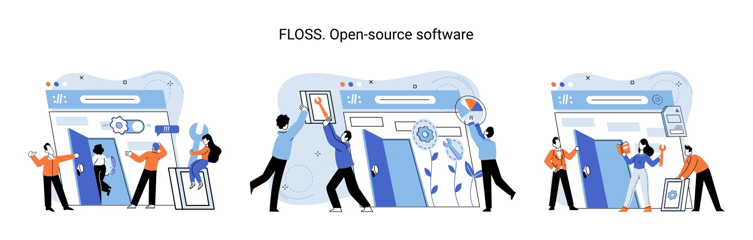 Floss open source software free product anyone vector image
