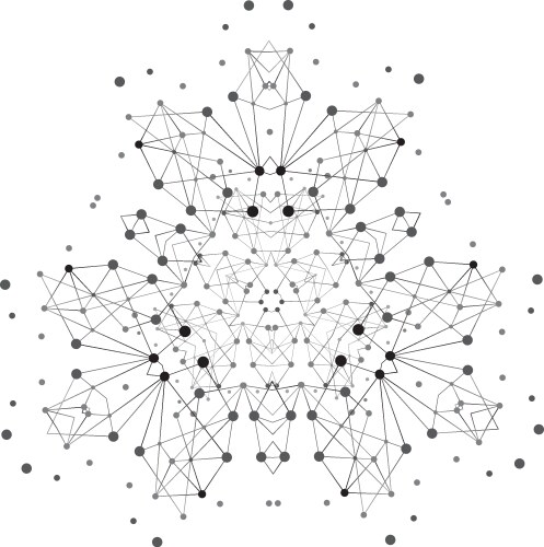 Shape molecular structure with lines and dots vector image