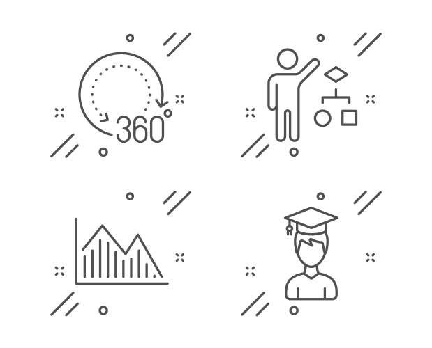 Algorithm 360 degrees and investment graph icons vector image