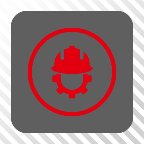 Development helmet rounded square button vector image