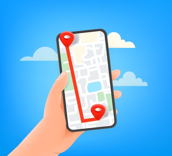 man using navigation on modern smartphone vector image