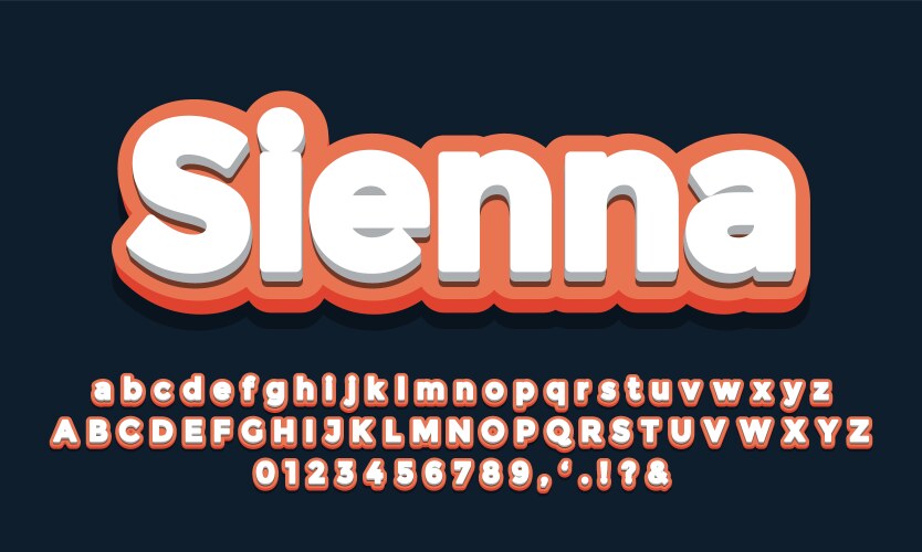 Orange soft with white 3d font effect or text vector image