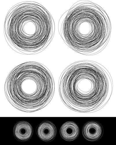 Shapes of random lines following circle paths vector image