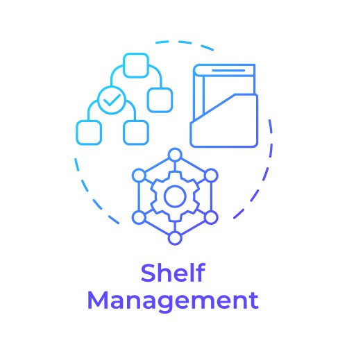 Library management blue gradient concept icons Vector Image