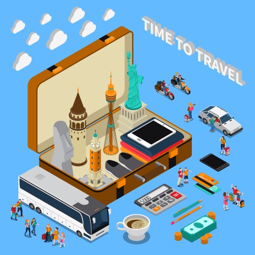 Modern flat style icons set for tourism industry Vector Image