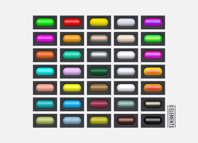 Glossy web elements colored oval buttons 3d icons vector image