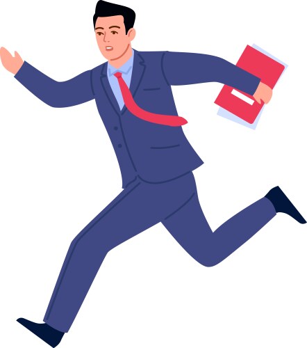 Man in suit running with paper documents vector image