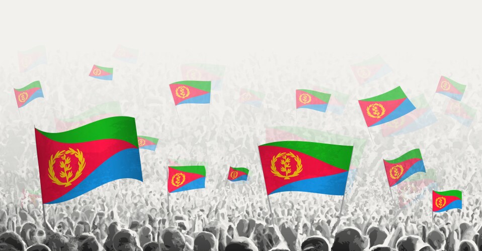 Abstract crowd with flag of eritrea peoples vector image