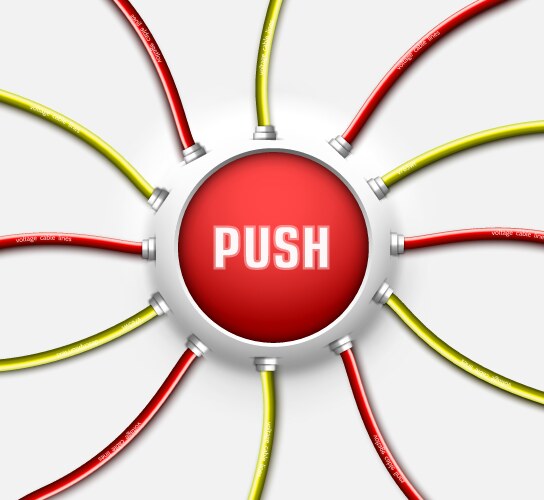 Technical button push with wire background vector image
