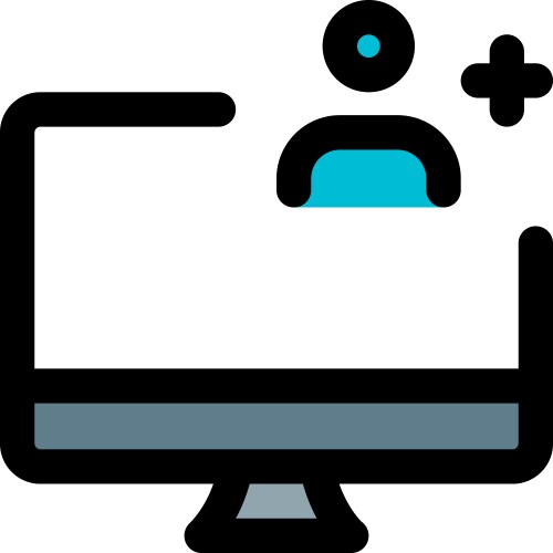 Primary computer in workspace controlled by user vector image