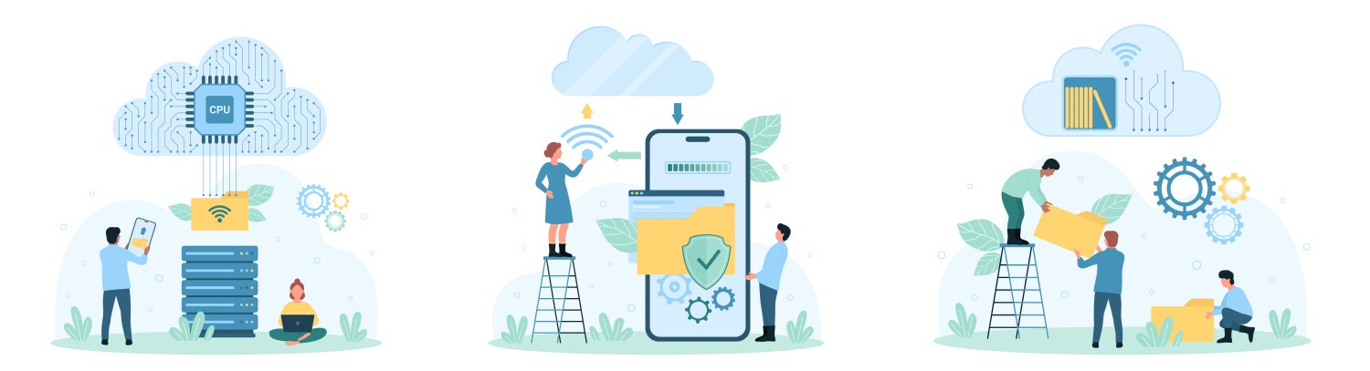 Security and work with cloud data service tiny vector image