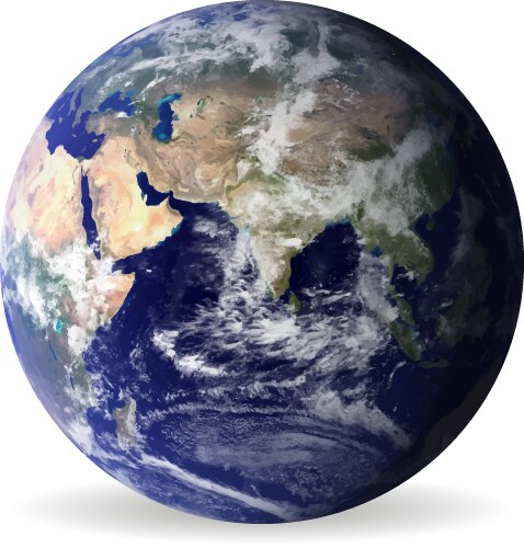 Earth Globe with Shadow Royalty Free Vector Image