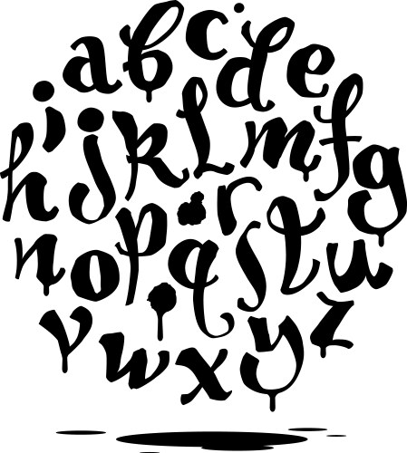 Hand lettering graffiti font with drips alphabet Vector Image