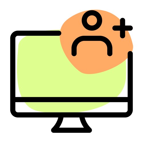 Primary computer in workspace controlled by user vector image