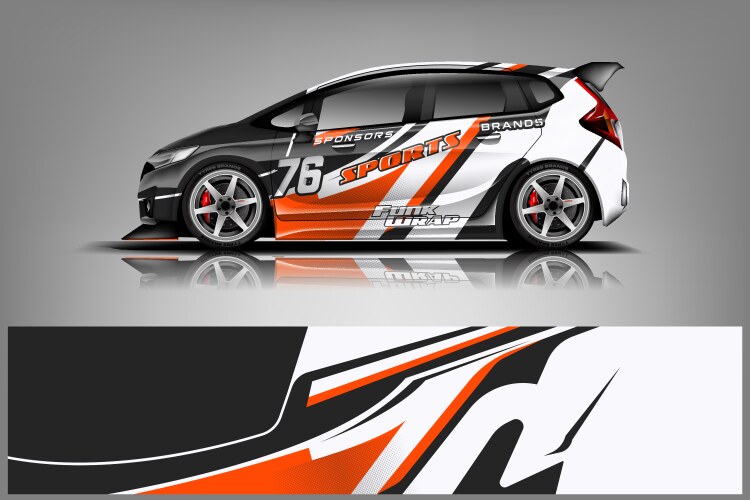 Sport Car Racing Wrap Vector Image