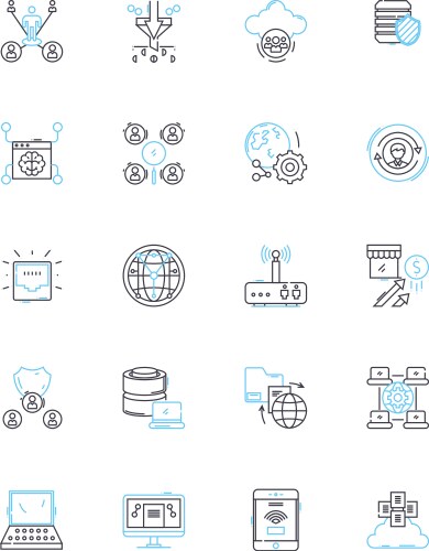 Neural nerks linear icons set artificial vector image