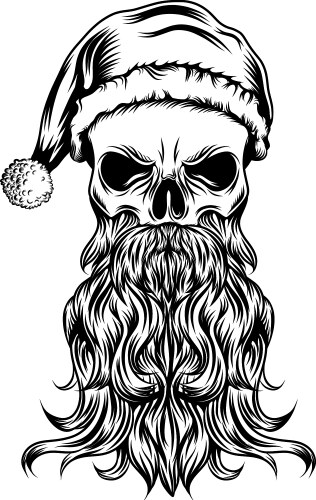 Dead Skull with Christmas Hat Vector Image