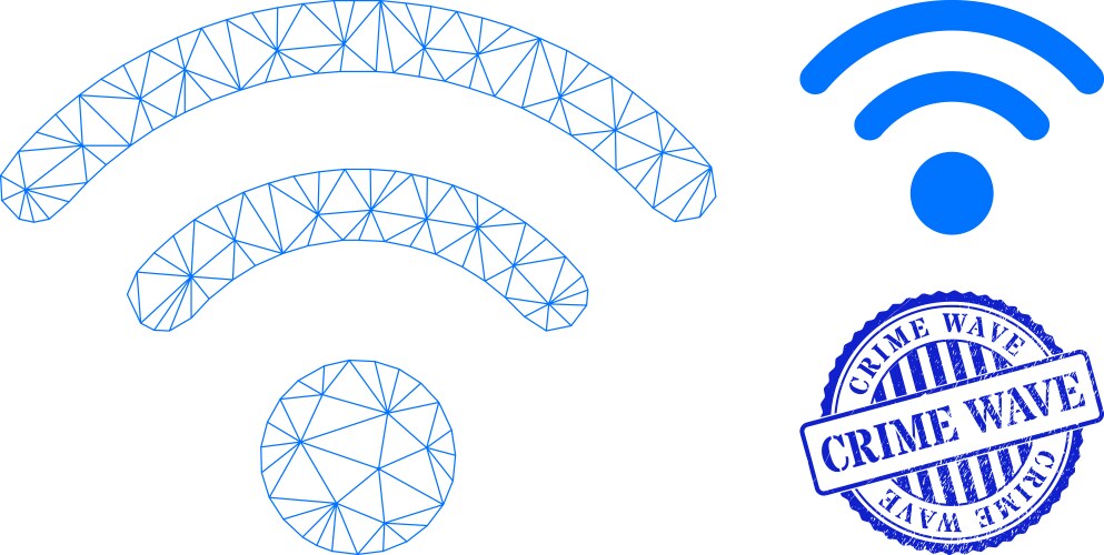 Crime wave textured seal and web net wi-fi source vector image
