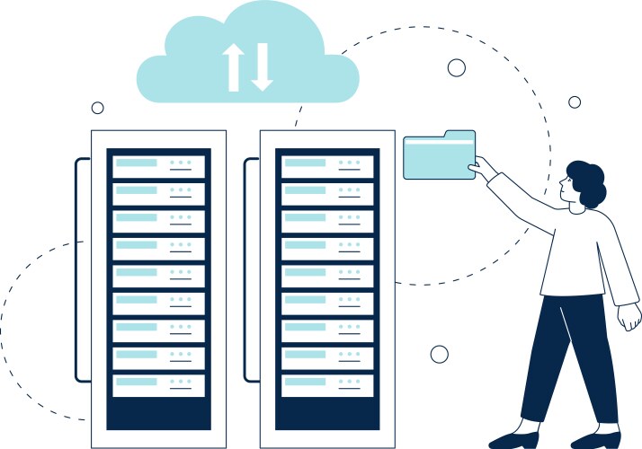 Cloud backup for data storage file document vector image