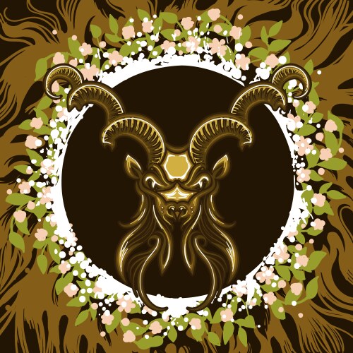 Capricorn Zodiac Head in Earth Frame Vector Image