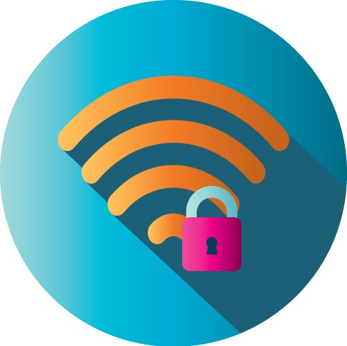 Isolated wifi and padlock block gradient style vector image