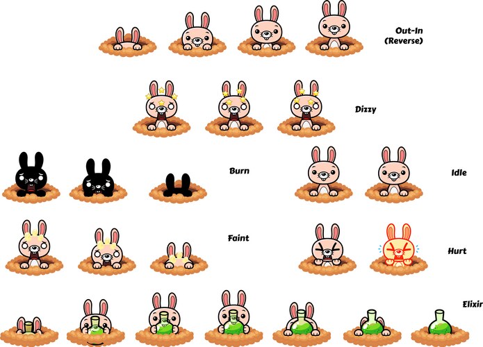 Bunny game sprites Royalty Free Vector Image - VectorStock