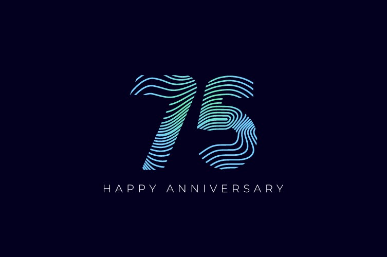 Numeric design with line curve 75th happy vector image