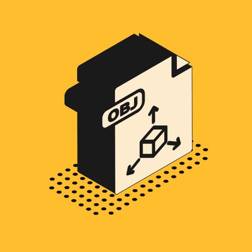Isometric obj file document download button vector image