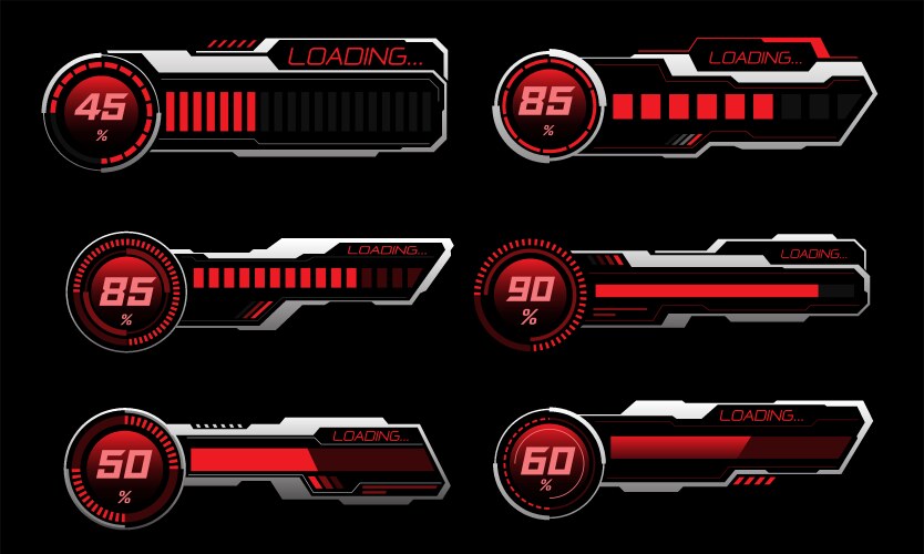 Set of hud modern loading progress bars user vector image