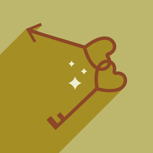 Flat web icon with long shadow keys heart vector image