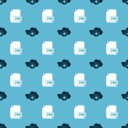 Set add cloud and psd file document on seamless vector image