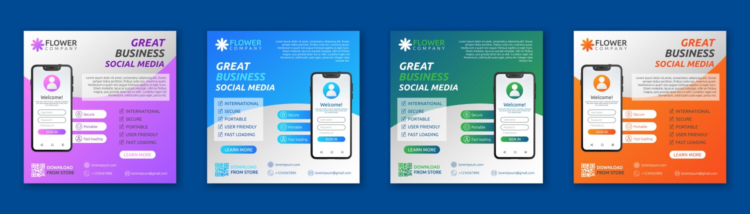 Template social media design web application vector image