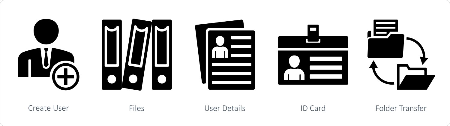 A set of 5 mix icons as create user files vector image