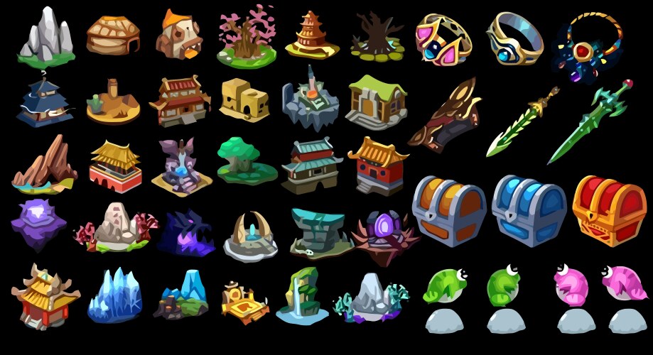 Complete set of level button game ui pop-up icon vector image