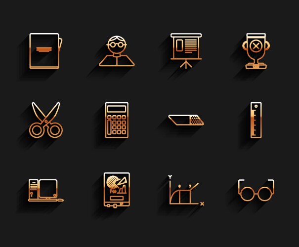 Set line computer monitor with keyboard and mouse vector image