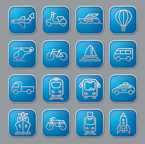 transport glossy icons vector image