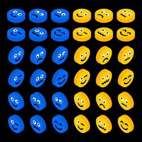 emoticons icon set isometric smile collection vector