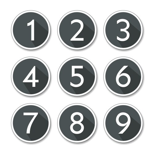 Set of round buttons with numbers from 1 to 9 icon vector image