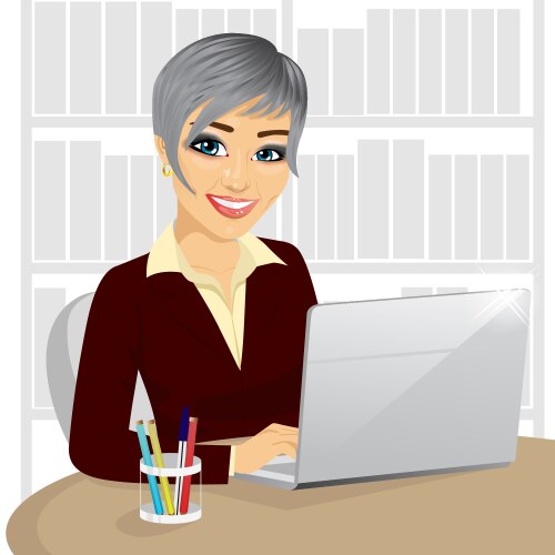 Successful young businesswoman with laptop vector image